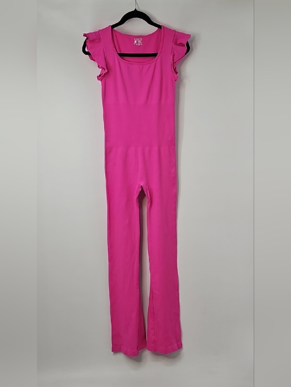 Hot Pink Stretch Activewear Sz:M Shapewear Bodycontour Bell Bottom Fun Bodysuit